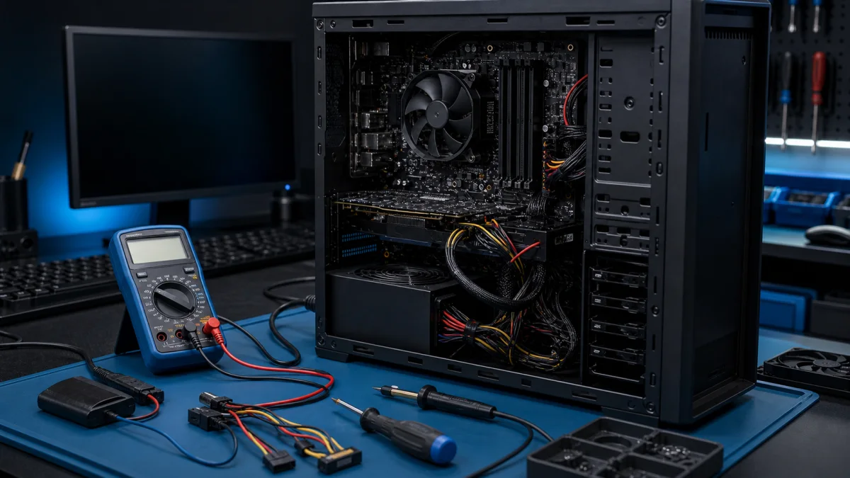 Startup failure diagnosis on an opened computer