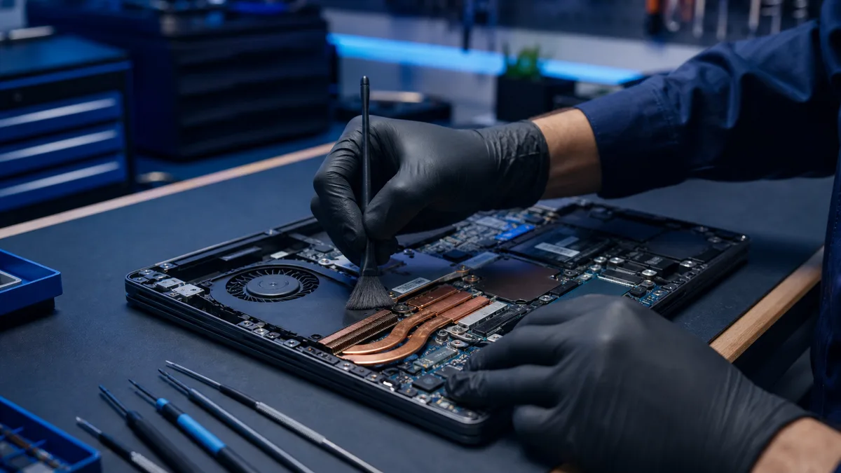 cleaning a laptop cooling system