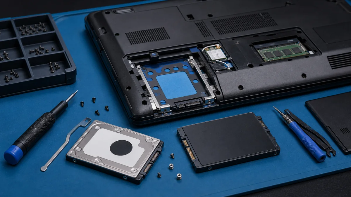 Laptop hard drive replacement with SSD upgrade