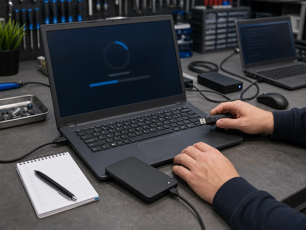 Software installation from a USB drive on a Windows laptop