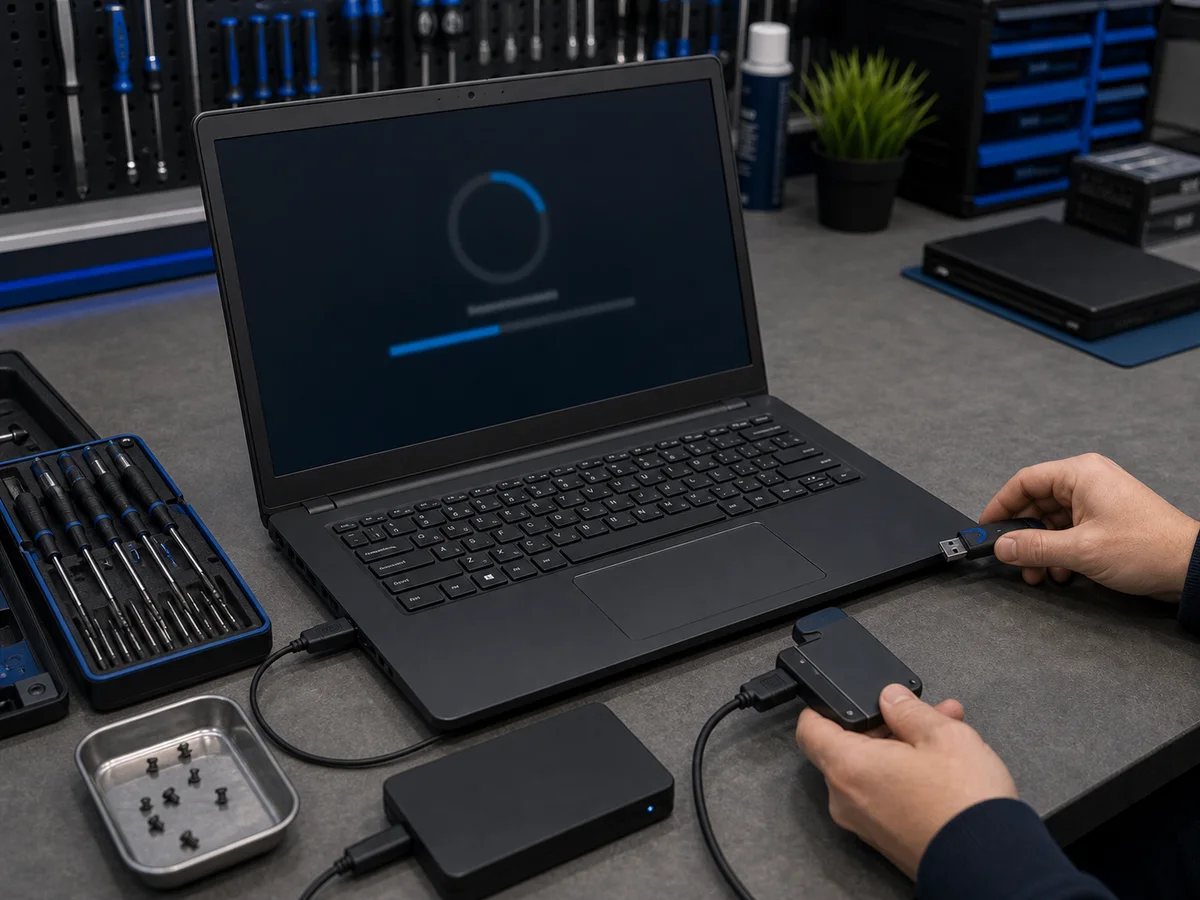 Windows startup repair with recovery USB and storage adapter