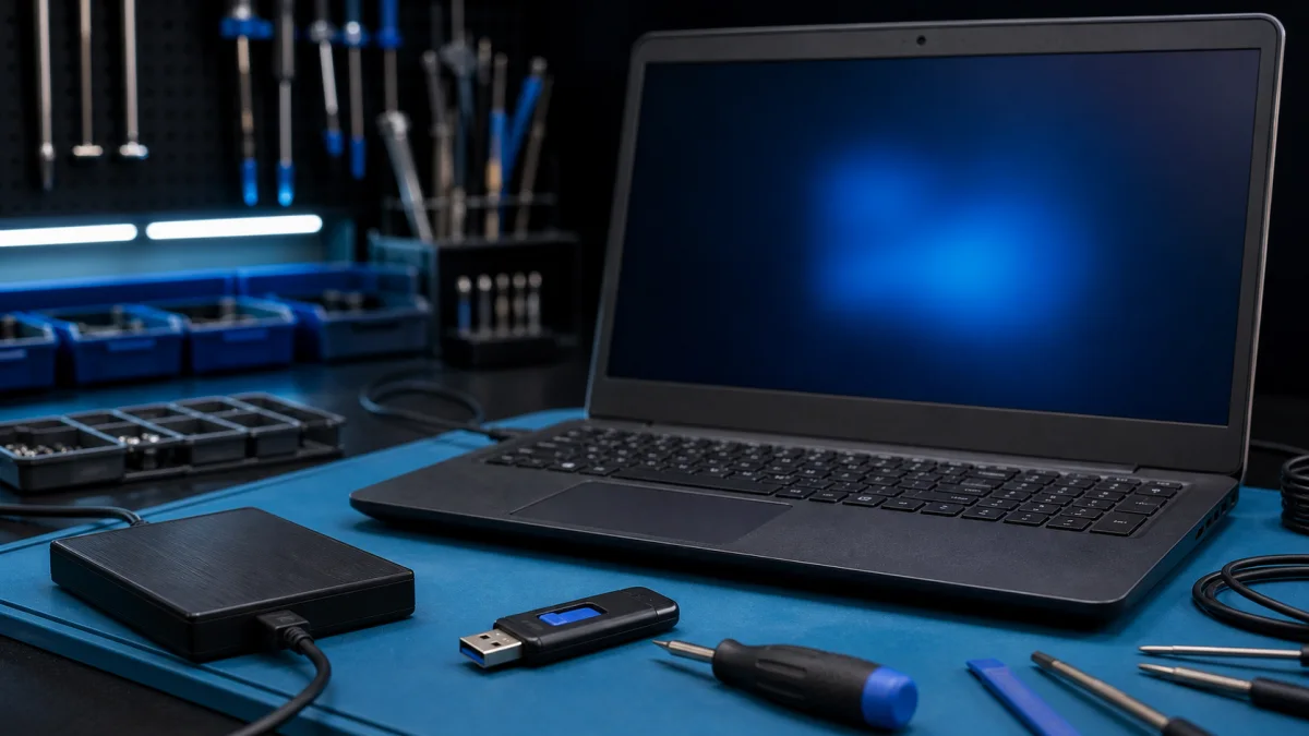 Windows recovery media and laptop repair setup